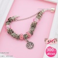 LB6913-BC กำไลชาร์มโทนชมพูเซตหัวใจ