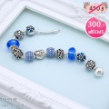 LB6919-BC กำไลชาร์มโทนน้ำเงินเซตหัวใจ