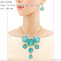 LB1319-S เครื่องประดับเซ็ต หกเหลี่ยมสีเขียวอมฟ้า