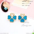 LB3548-ES ต่างหูโคลเวอร์สีฟ้า