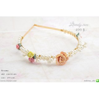 LB4283-BA ที่คาดผมดอกกุหลาบเรซิ่น