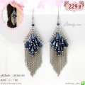 LB5360-ED ต่างหูห้อยระย้าลูกปัดสีน้ำเงิน