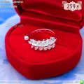 LB5479-R แหวนใบมะกอกใบใหญ่สีเงิน