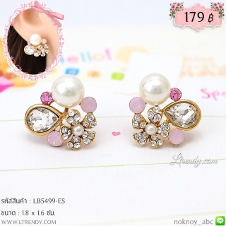 LB5499-ES ต่างหูดอกไม้และไข่มุก