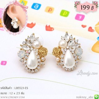 LB5523-ES ต่างหูไข่มุกทรงรีเรียว