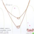 LB5597-N สร้อยคอสองหัวใจสีพิงค์โกลด์