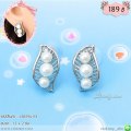 LB5596-ES ต่างหูใบไม้สีเงิน