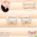 LB5622-EH ต่างหูห่วงโบว์สีเงิน
