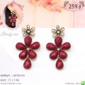 LB5708-ED ต่างหูห้อยสีแดงทรงดอกไม้