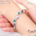 LB5744-B สร้อยข้อมือดอกไม้สีเงิน