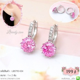 LB5793-EH ต่างหูห่วงคริสตัลสีชมพู