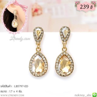LB5797-ED ต่างหูห้อยคริสตัลสีอำพัน
