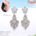 LB5730-ED ต่างหูระย้าดอกไม้สีเงิน