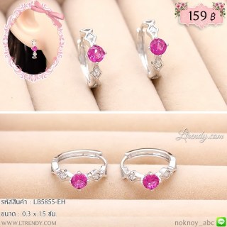 LB5855-EH ต่างหูห่วงคริสตัลสีแดง