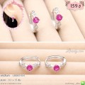 LB5855-EH ต่างหูห่วงคริสตัลสีแดง