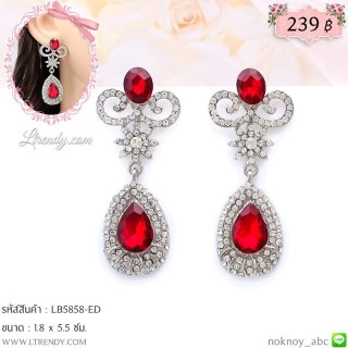 LB5858-ED ต่างหูใหญ่คริสตัลสีแดง