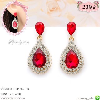 LB5862-ED ต่างหูคริสตัลสีแดง