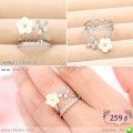 LB5883-R แหวนดอกไม้สีเงิน