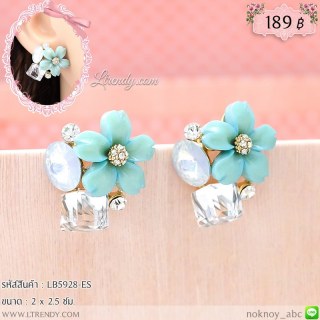 LB5928-ES ต่างหูดอกไม้สีฟ้า