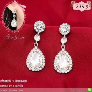 LB5938-ED ต่างหูระย้าเพชรใส