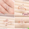 LB5984-R แหวนใบมะกอกปลายม้วนสีพิงค์โกลด์