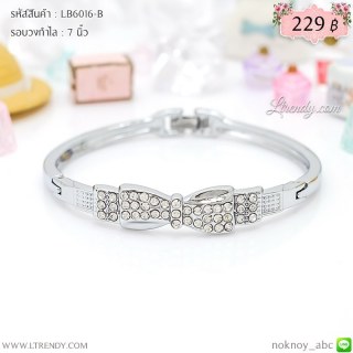 LB6016-B กำไลโบว์สีเงิน