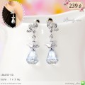 LB6055-ED ต่างหูโบว์สีเงินห้อยคริสตัล