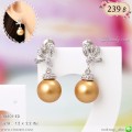 LB6101-ED ต่างหูโบว์ห้อยไข่มุกสีทอง