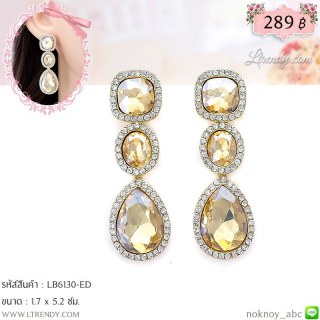 LB6130-ED ต่างหูห้อยคริสตัลสีชา