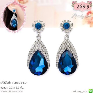 LB6132-ED ต่างหูห้อยคริสตัลสีฟ้าน้ำเงิน
