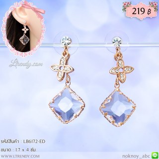LB6172-ED ต่างหูห้อยคริสตัลสีพิงค์โกลด์
