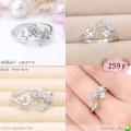 LB6217-R แหวนดอกไม้และผีเสื้อสีเงิน