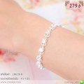 LB6218-B สร้อยข้อมือสีเงินประดับเพชร