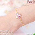 LB6229-B สร้อยข้อมือใบโคลเวอร์สีชมพู