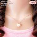 LB6244-N สร้อยคอโบว์อุมไข่มุกสีพิงค์โกลด์