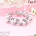 LB6249-B สร้อยข้อมือใบไม้ติดไข่มุกสีเงิน
