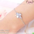 LB6268-B สร้อยข้อมือใบโคลเวอร์สีเงิน