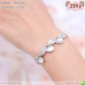 LB6349-B สร้อยข้อมือใบไม้สีเงิน