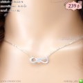 LB6424-N สร้อยคอ infinity หัวใจตรงกลางสีเงิน