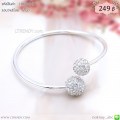 LB6446-B กำไลสีเงินติดตุ้มเพชร