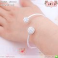 LB6446-B กำไลสีเงินติดตุ้มเพชร