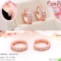 LB6449-EH ต่างหูห่วงสีพิงค์โกลด์เพชรหกเม็ด