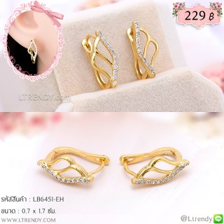 LB6451-EH ต่างหูห่วงสีทองทรงปีกนก