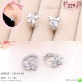 LB6453-EH ต่างหูห่วงสีเงินรูปโบว์