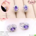 LB6454-EH ต่างหูห่วงคริสตัลสีม่วง