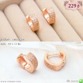 LB6528-EH ต่างหูห่วงสีพิงค์โกลด์ประดับเพชรเรียง