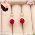 LB6566-EH ต่างหูห่วงคริสตัลสีแดง
