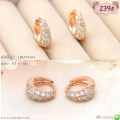 LB6574-EH ต่างหูห่วงสีพิงค์โกลด์ประดับเพชร