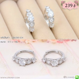 LB6580-EH ต่างหูห่วงเพชรห้าเม็ด
