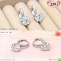 LB6585-EH ต่างหูห่วงสีเงินเพชรใส